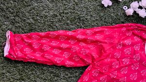 Pink&amp;White Jacket Styled (attached) Printed Kurti