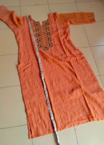 Peach Kurti with Embroidered Neckline