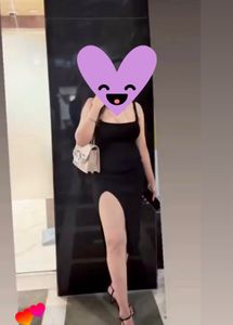Sleek Black Spaghetti Strap Midi Dress (size-S)