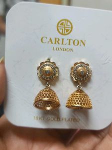 Carlton London Gold Plated Jhumka Earrings