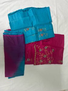 Embroidered Kurta Set Material with Dupatta