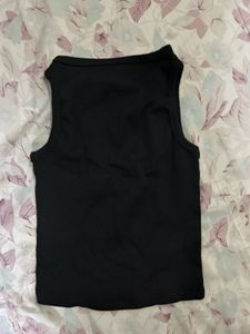 Black Sleeveless Mock Neck Top