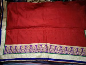 Red Embellished Saree