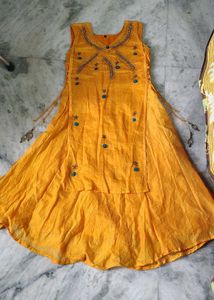 Mustard Yellow Embroidered Gown