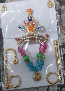 Designer Krishna Crown and Mala Set Of 1 pc