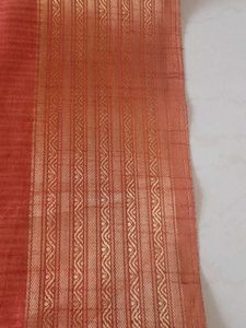 Elegant Orange Fabric/blouse piece Gold border