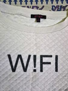 White Floral Sleeve "W!FI" Sweatshirt