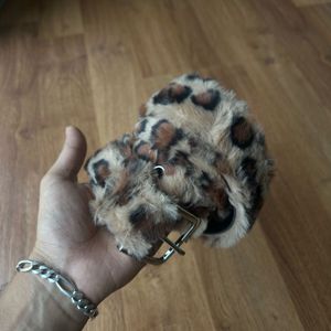 Faux Fur Leopard Print Belt