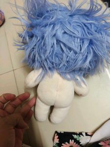 Unique Plush Doll with Blue Hair