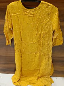 Mustard Yellow Cotton Kurti