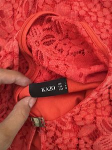 Coral Lace Peplum Top