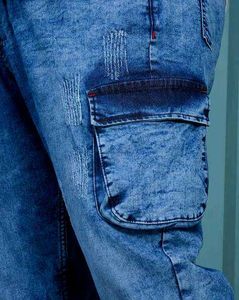 Men's Blue Wash Cargo Jeans
