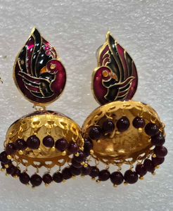 Peacock Jhumka Earrings - Customized