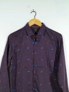 Dark Purple Printed Shirt For Men's