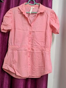Cute Pink Fitted Korean Shirt