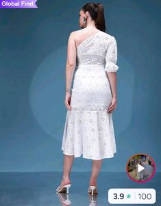 Chic White One-Shoulder Eyelet Dress