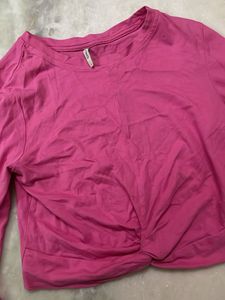 Only Pink Cropped Twist Top