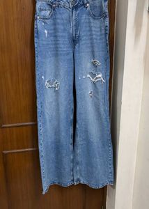 H&amp;M Distressed Wide Leg Jeans