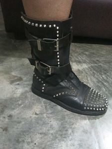 Edgy Studded Black Boot