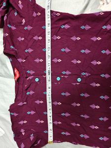 Maroon Printed Kurta