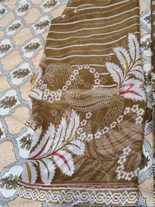 Brown Printed Kurta Set with Dupatta