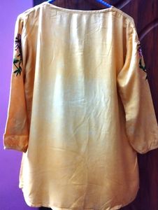 Floral Embroidery Top for Women in Golden Colour
