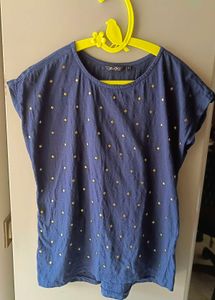 Blue Studded Casual Top