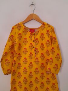 Gold Yellow Printed Kurta Set (Girl's)