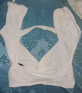 Twisted Neck White Crop Top