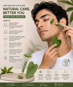 Natural Jade Roller & Gua Sha Set