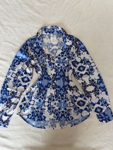 kazo blue print shirt