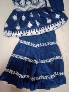 Girls' Blue Embroidered Set