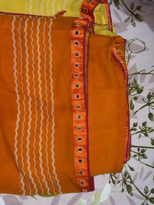 Vibrant Yellow &amp; Orange Saree with blouse