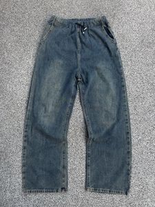 Washed Denim Wide Leg Pants