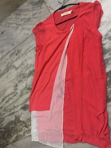 Stylish Coral Asymmetrical Top