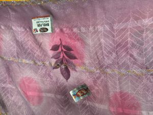 New Beautiful Purple Saree with Pink Motifs