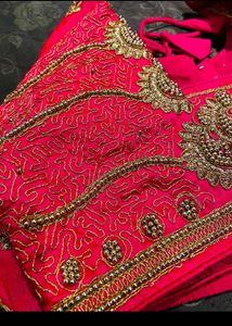 Hot Pink Embroidered Saree Blouse