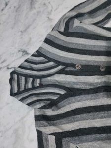 Striped Long Sleeve Button-Up sweater