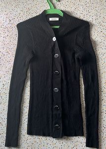 Elegant Black Button-Down Cardigan