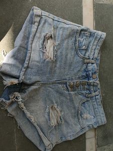 Distressed Denim Shorts