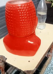 15" large Red Buddha Head Planter | Zen Home Decor