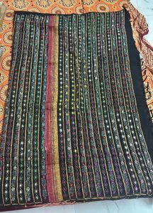 Embroidered Kantha Stitch Black Saree