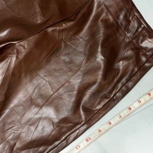 Brown PU faux-leather pants