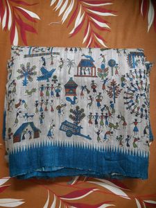Warli Art Ghicha Tussar Silk Saree with Blouse