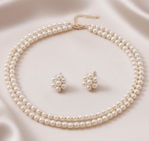 Elegant Pearl Necklace and Earrings Set