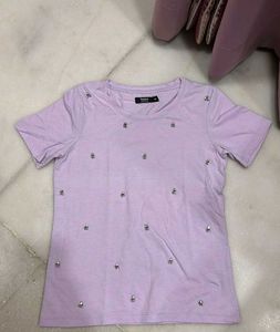 Bossini Embellished Lavender T-Shirt