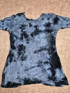 embroided grey tye dye kurti top