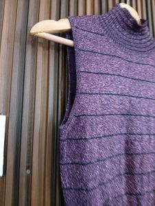 Sparkly Purple Striped Turtleneck Top