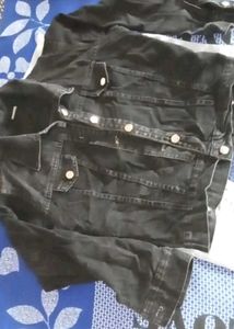 Classic Black Denim Jacket and jeans white colour