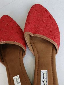 Red Embroidered Juttis - Royal Collection
